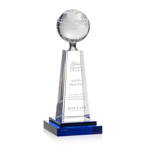 Awards and Plaques - Crystal Trophies - Burks Globe Towers Crystal Trophy