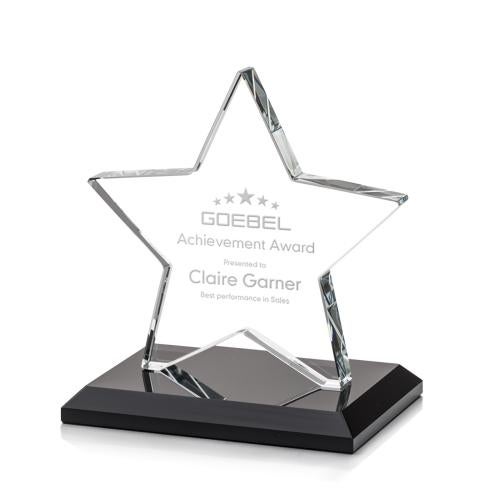 Awards and Plaques - Crystal Trophies - Gamboa Star Black Crystal Trophy