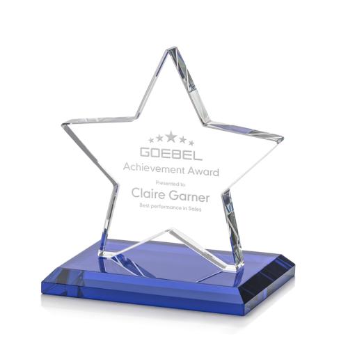 Awards and Plaques - Crystal Trophies - Gamboa Star Blue Crystal Trophy