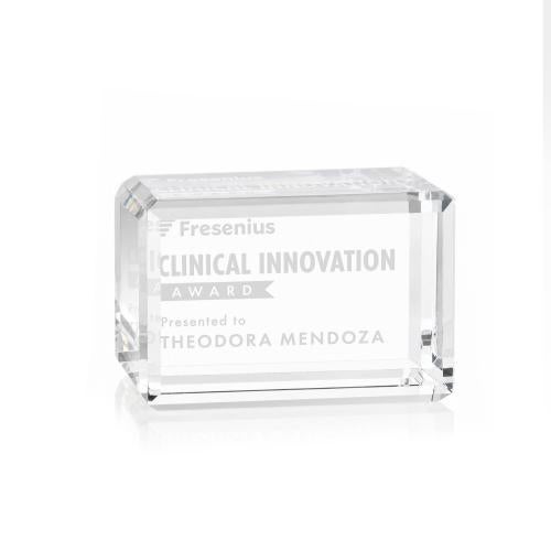 Awards and Plaques - Crystal Trophies - Rahman Cube Horizontal Rectangle Crystal Trophy