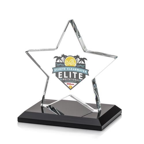Awards and Plaques - Crystal Trophies - Gamboa Star Full Color Black Crystal Trophy