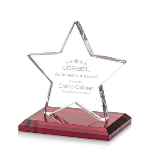 Awards and Plaques - Crystal Trophies - Gamboa Star Red Crystal Trophy