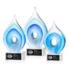 Caspian Tear Drop on Plated Crystal Clear Glass Trophy - Art Glass Trophies
