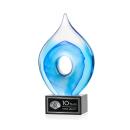 Caspian Tear Drop on Plated Crystal Black Glass Trophy