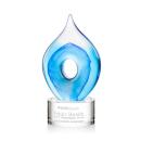 Caspian Tear Drop on Round Clear Glass Trophy