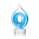 Caspian Tear Drop on Half Round Clear Glass Trophy