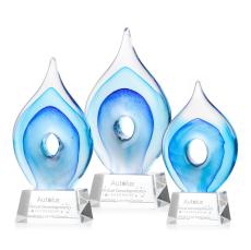 Caspian Tear Drop on Small Crystal Clear Glass Trophy - Art Glass Trophies