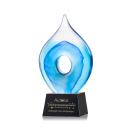 Caspian Tear Drop on Small Crystal Black Glass Trophy