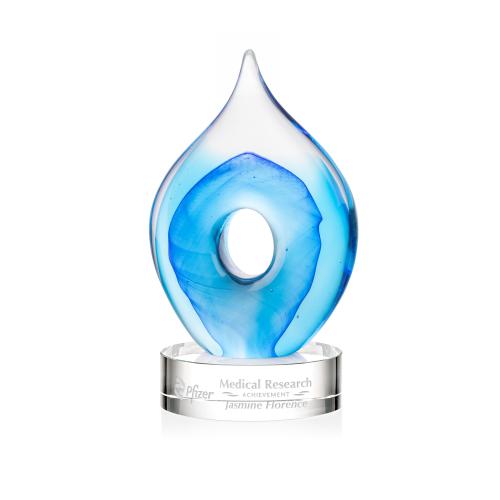 Awards and Plaques - Glass Trophies - Caspian Tear Drop on Lockwood Clear Glass Trophy