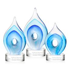 Caspian Tear Drop on Lockwood Clear Glass Trophy - Art Glass Trophies