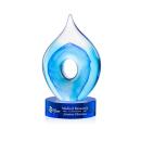 Caspian Tear Drop on Lockwood Blue Glass Trophy