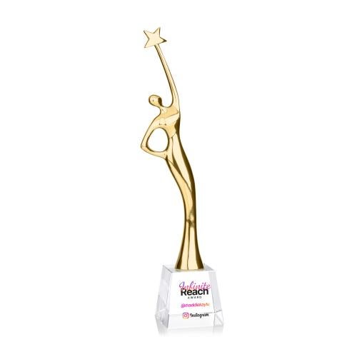 Awards and Plaques - Crystal Trophies - Star Goddess Full Color Gold/Clear Crystal Trophy