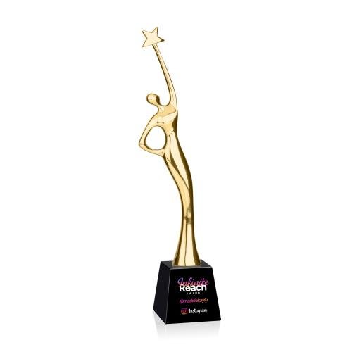 Awards and Plaques - Crystal Trophies - Star Goddess Full Color Gold/Black Crystal Trophy