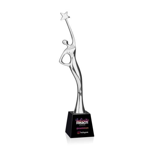 Awards and Plaques - Crystal Trophies - Star Goddess Full Color Silver/Black Crystal Trophy