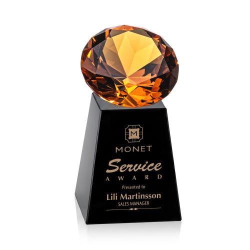 Awards and Plaques - Crystal Trophies - Medium Black/Amber Crystal Trophy