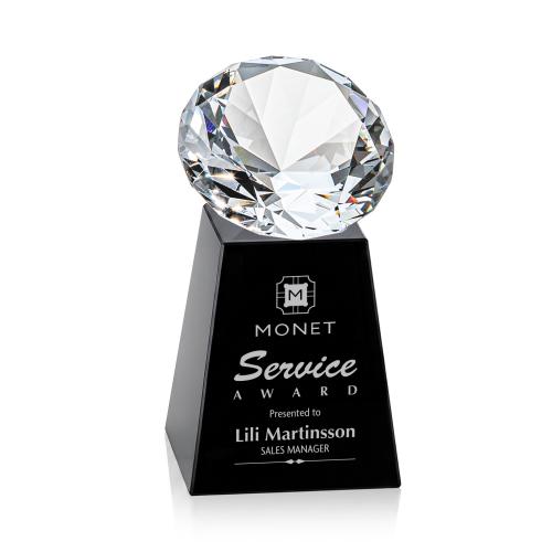 Awards and Plaques - Crystal Trophies - Medium Black/Diamond Crystal Trophy