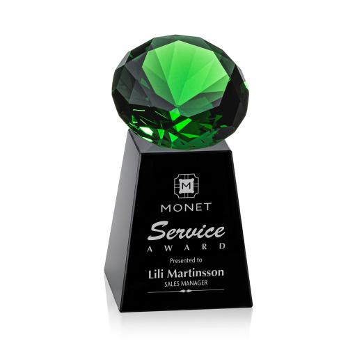 Awards and Plaques - Crystal Trophies - Medium Black/Emerald Crystal Trophy
