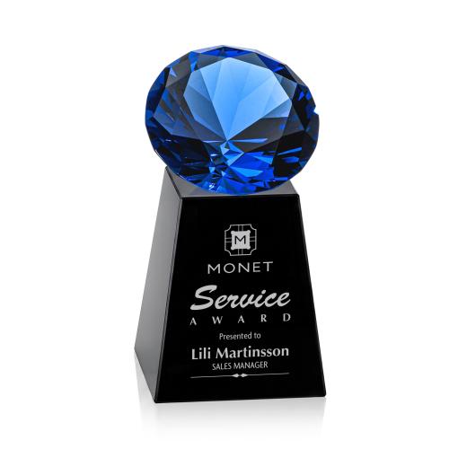 Awards and Plaques - Crystal Trophies - Medium Black/Sapphire Crystal Trophy