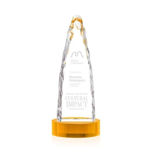 Awards and Plaques - Crystal Trophies - Booker Iceberg on Base - Amber