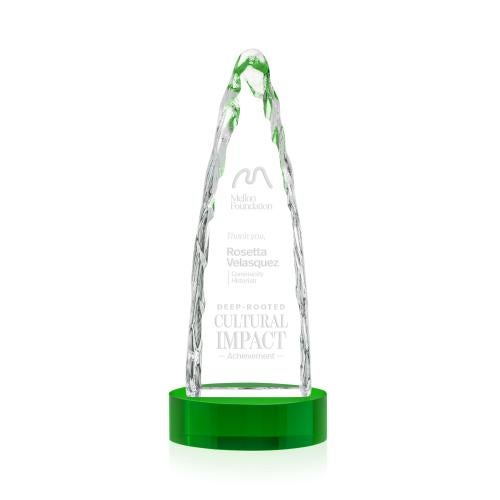Awards and Plaques - Crystal Trophies - Booker Iceberg on Base - Green