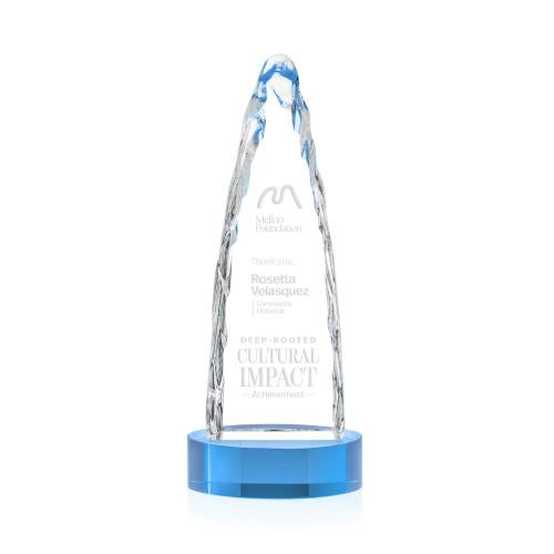 Awards and Plaques - Crystal Trophies - Booker Iceberg on Base - Sky Blue