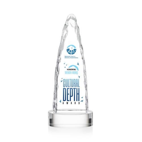 Awards and Plaques - Crystal Trophies - Booker Full Color on Base Clear Towers Crystal Trophy
