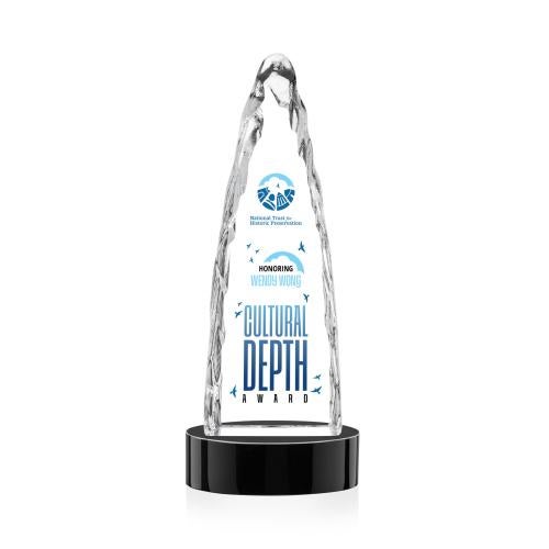 Awards and Plaques - Crystal Trophies - Booker Full Color on Base Black Towers Crystal Trophy