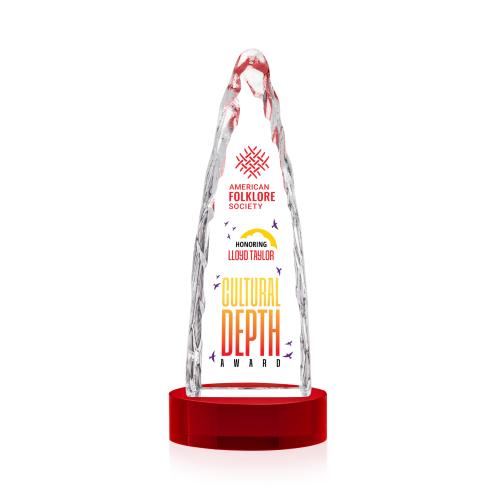 Awards and Plaques - Crystal Trophies - Booker Full Color on Base Red Towers Crystal Trophy