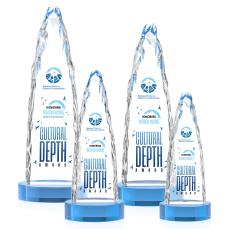 Booker Full Color on Base Sky Blue Towers Crystal Trophy - Crystal Trophies
