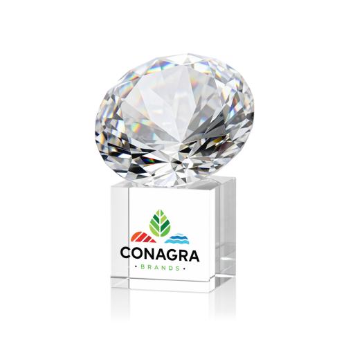 Awards and Plaques - Crystal Trophies - Diamond on Cube Full Color Crystal Trophy
