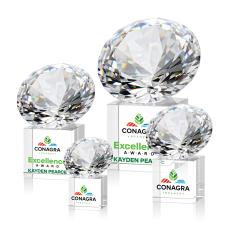 Diamond on Cube Full Color Crystal Trophy - Crystal Trophies