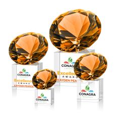 Amber on Cube Full Color Crystal Trophy - Crystal Trophies
