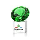 Emerald on Cube Full Color Crystal Trophy