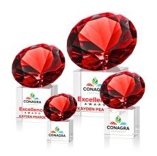 Ruby on Cube Full Color Crystal Trophy - Crystal Trophies