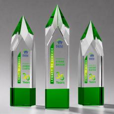 Turret Full Color Green Towers Crystal Trophy - Crystal Trophies
