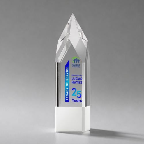 Awards and Plaques - Crystal Trophies - Turret Full Color Fagan Towers Crystal Trophy