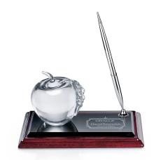 Apple on Wood Pen Set - Chrome - Employee of the Month