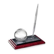 Globe on Wood - Chrome - Crystal Paperweights