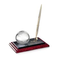 Globe on Wood - Gold - Crystal Paperweights