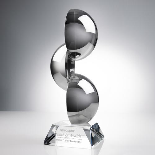 Awards and Plaques - Glass Trophies - Art Glass Trophies - Gardalini Unique on Clear Base Glass Trophy