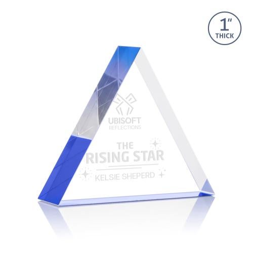 Awards and Plaques - Acrylic Trophies - Spartan Triangle Blue Acrylic Trophy
