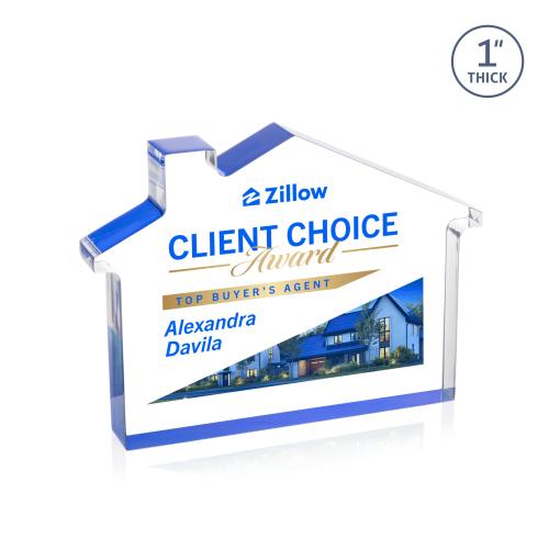 Awards and Plaques - Acrylic Trophies - Homestyle Full Color Blue Unique Acrylic Trophy