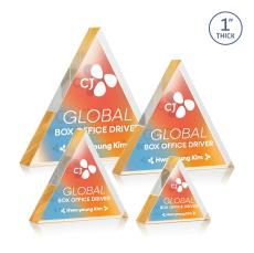 Spartan Triangle Full Color Dillon Sided Gold Acrylic Trophy - Custom Trophies