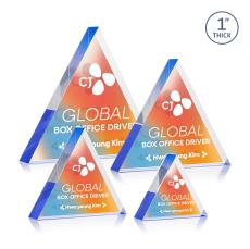 Spartan Triangle Full Color Dillon Sided Blue Acrylic Trophy - Acrylic Trophies
