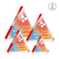 Spartan Triangle Full Color Dillon Sided Red Acrylic Trophy - Acrylic Trophies