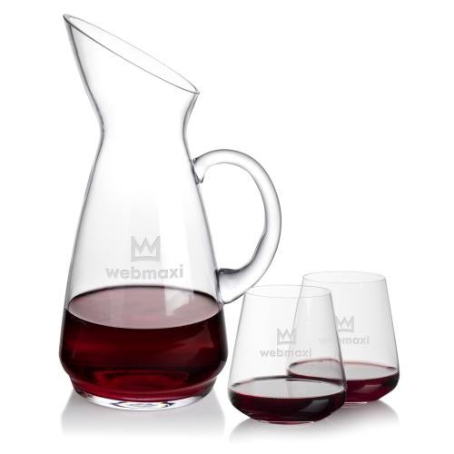 Custom Barware Glasses - Carafes - Taroni Carafe & Norris Stemless Wine