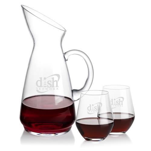 Custom Barware Glasses - Carafes - Taroni Carafe & Stahl Stemless Wine