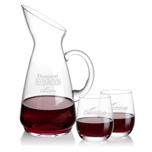 Custom Barware Glasses - Carafes - Taroni Carafe & Salem Stemless Wine