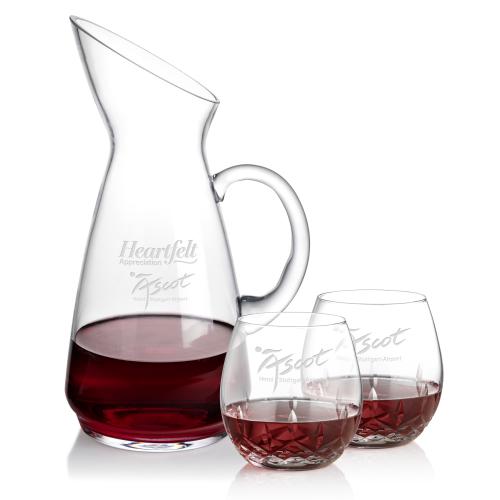 Custom Barware Glasses - Carafes - Taroni Carafe & Napier Stemless Wine