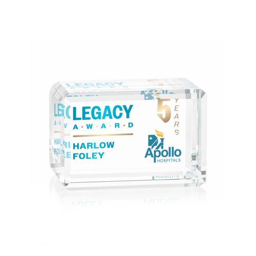 Awards and Plaques - Crystal Trophies - Rahman Cube Full Color Horizontal Rectangle Crystal Trophy